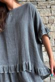 Frame Hopsack Frill Box Top Washed Charcoal